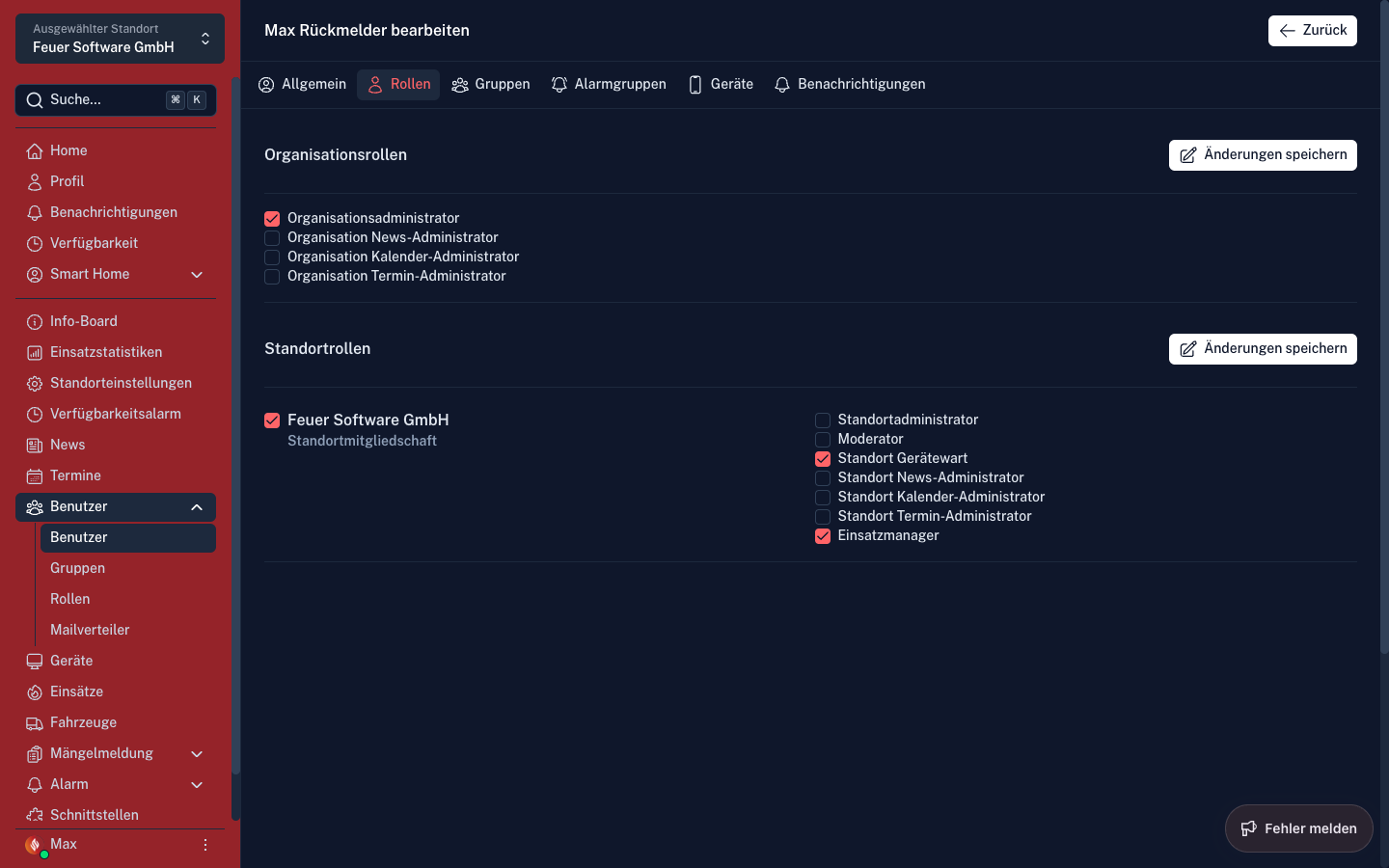 Screenshot: Benutzer – Tab Rollen