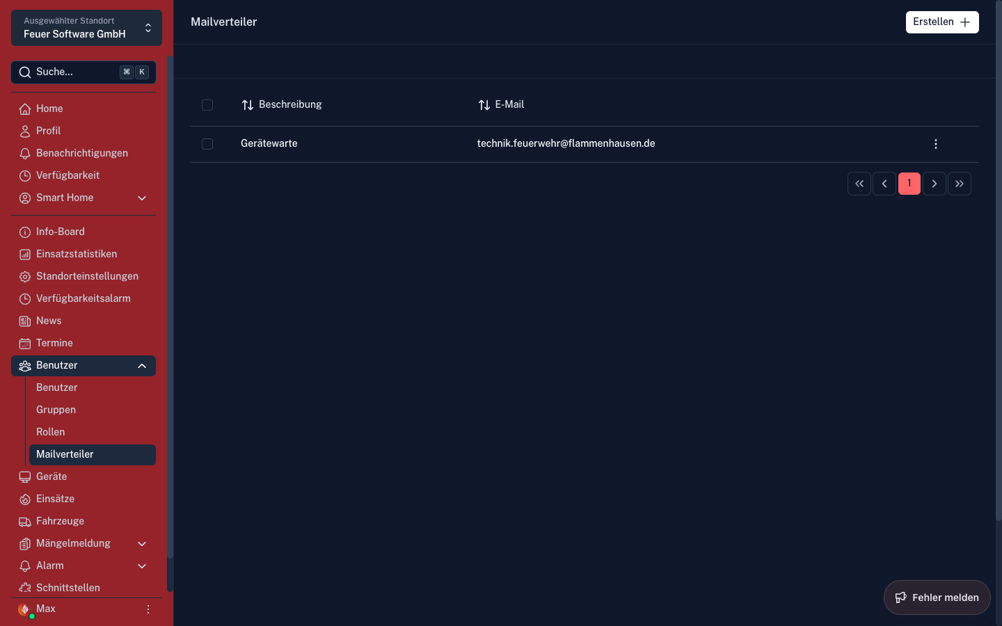 Screenshot: Mailing-Listen