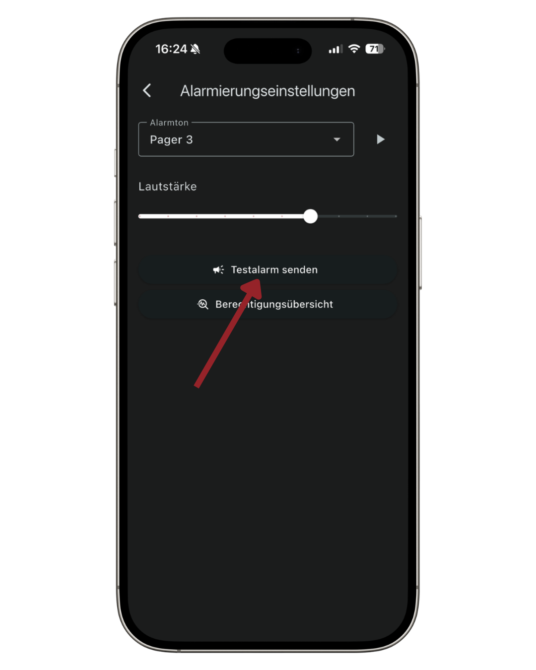 Screenshot: Alarmierungseinstellungen