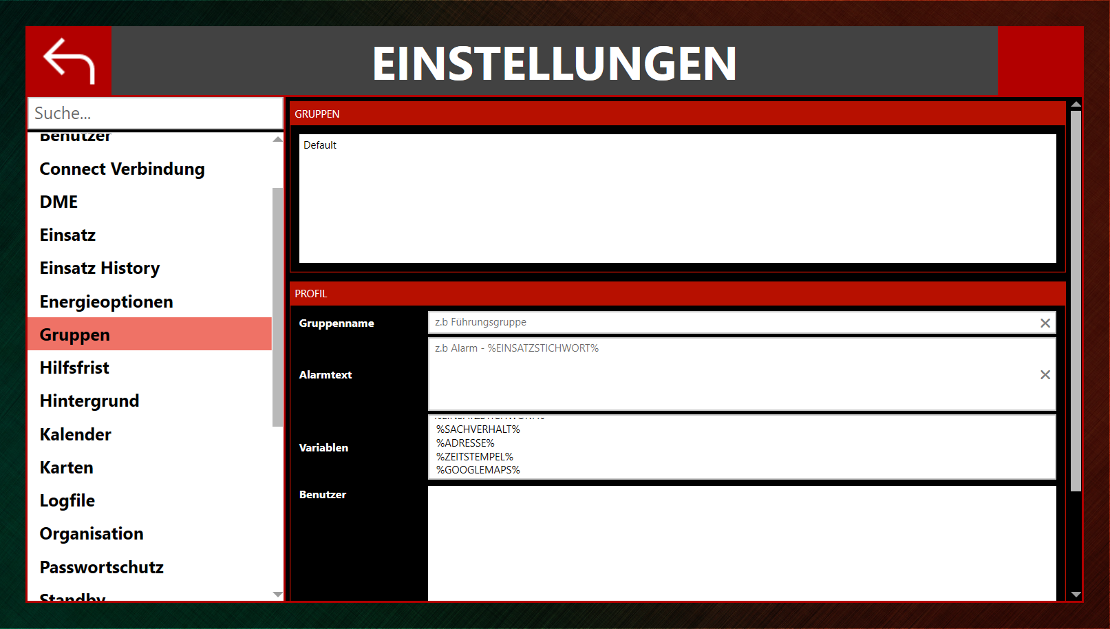 EinsatzMonitor Gruppen