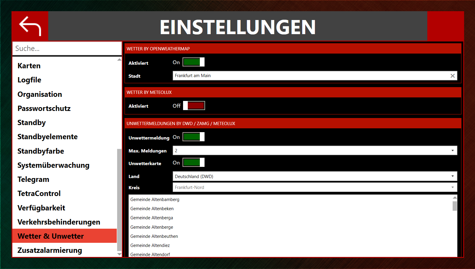 EinsatzMonitor Wetter