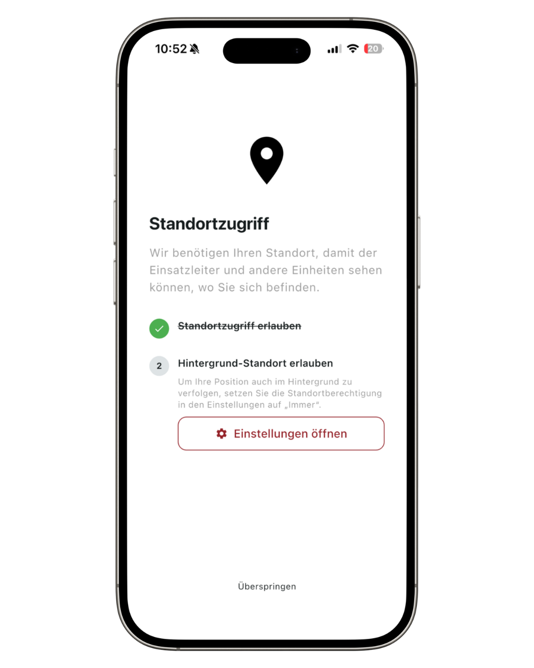 Screenshot: Standortberechtigungs-Dialog