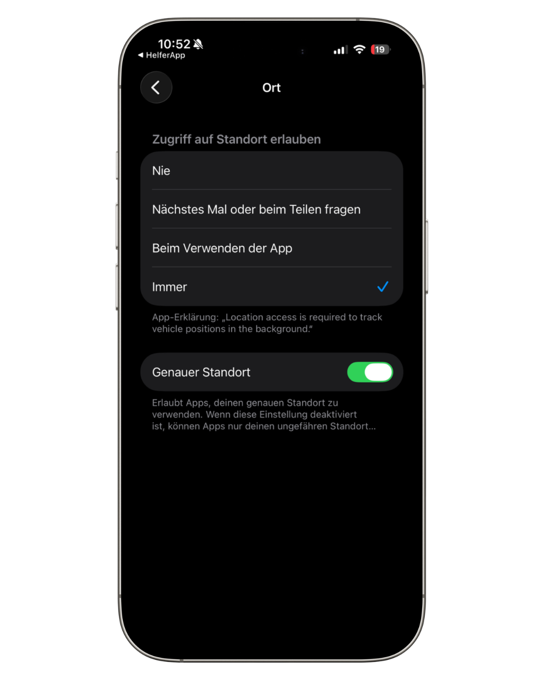 Screenshot: Standortberechtigungs-Dialog des Betriebssystems